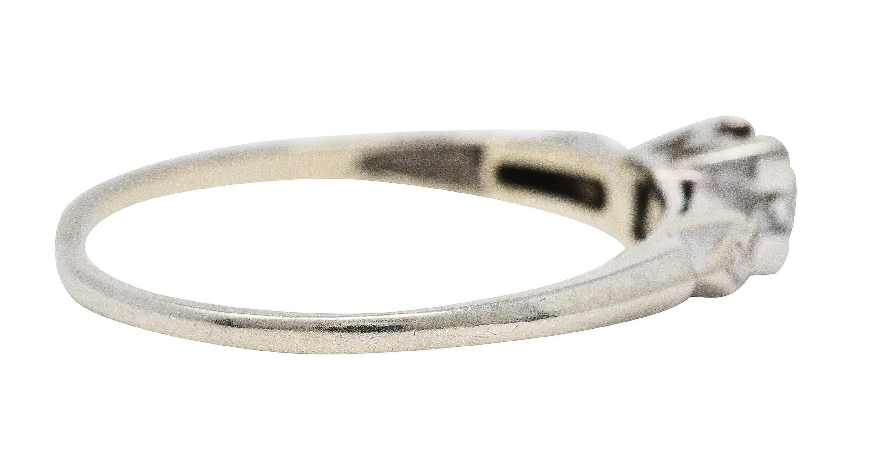 Old European Cut Art Deco 0.44 Carat Diamond 18 Karat White Gold Engagement Ring