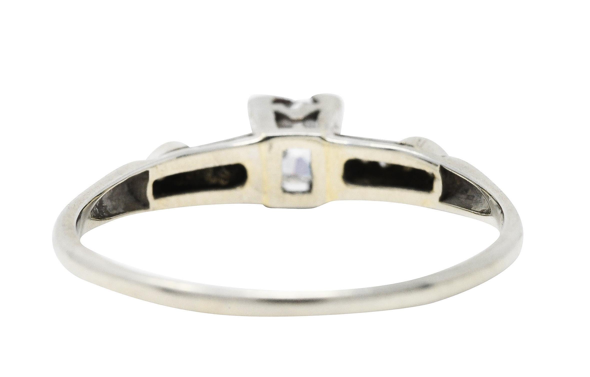 Art Deco 0.44 Carat Diamond 18 Karat White Gold Engagement Ring In Excellent Condition In Philadelphia, PA