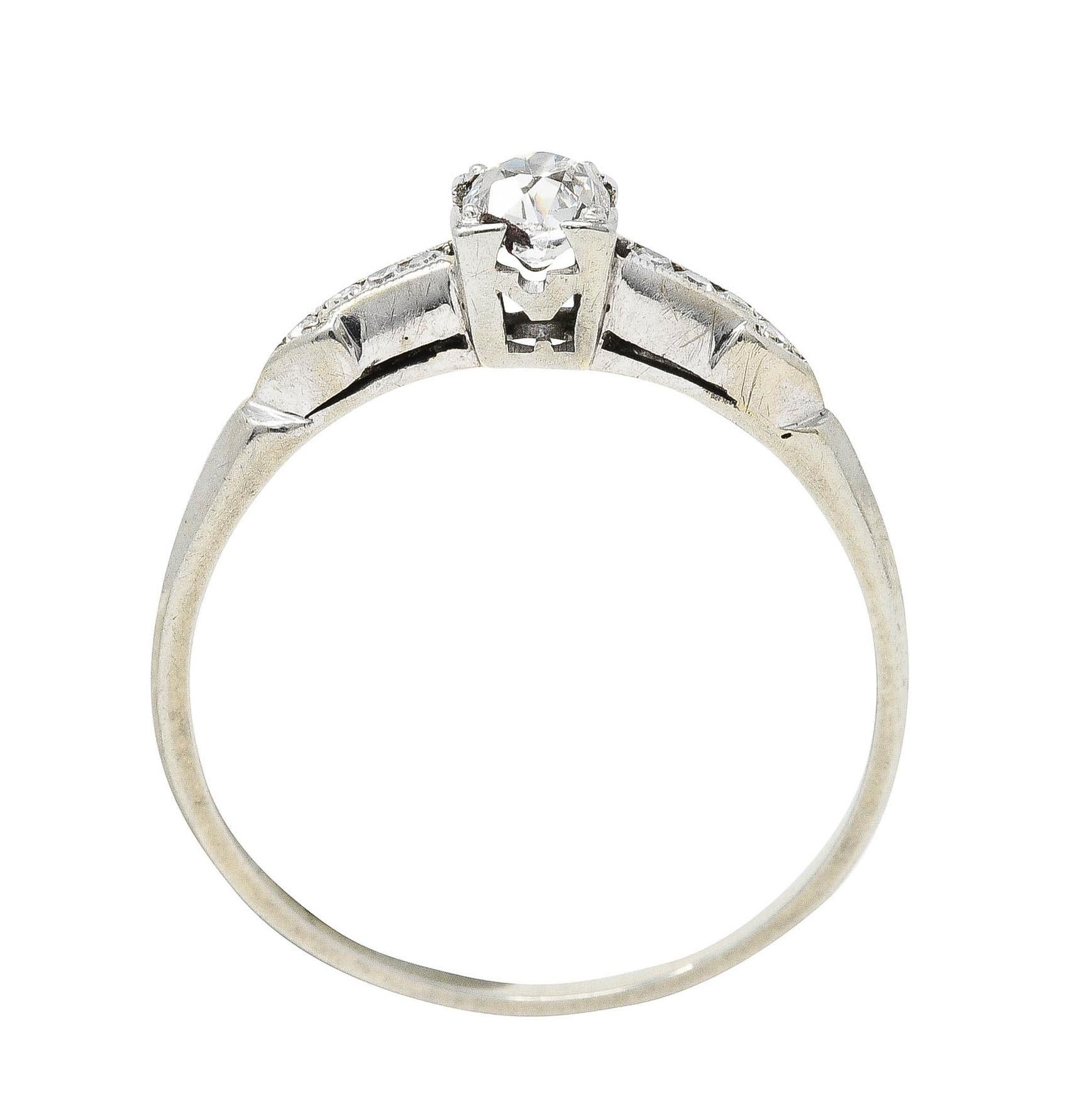 Art Deco 0.44 Carat Diamond 18 Karat White Gold Engagement Ring 2