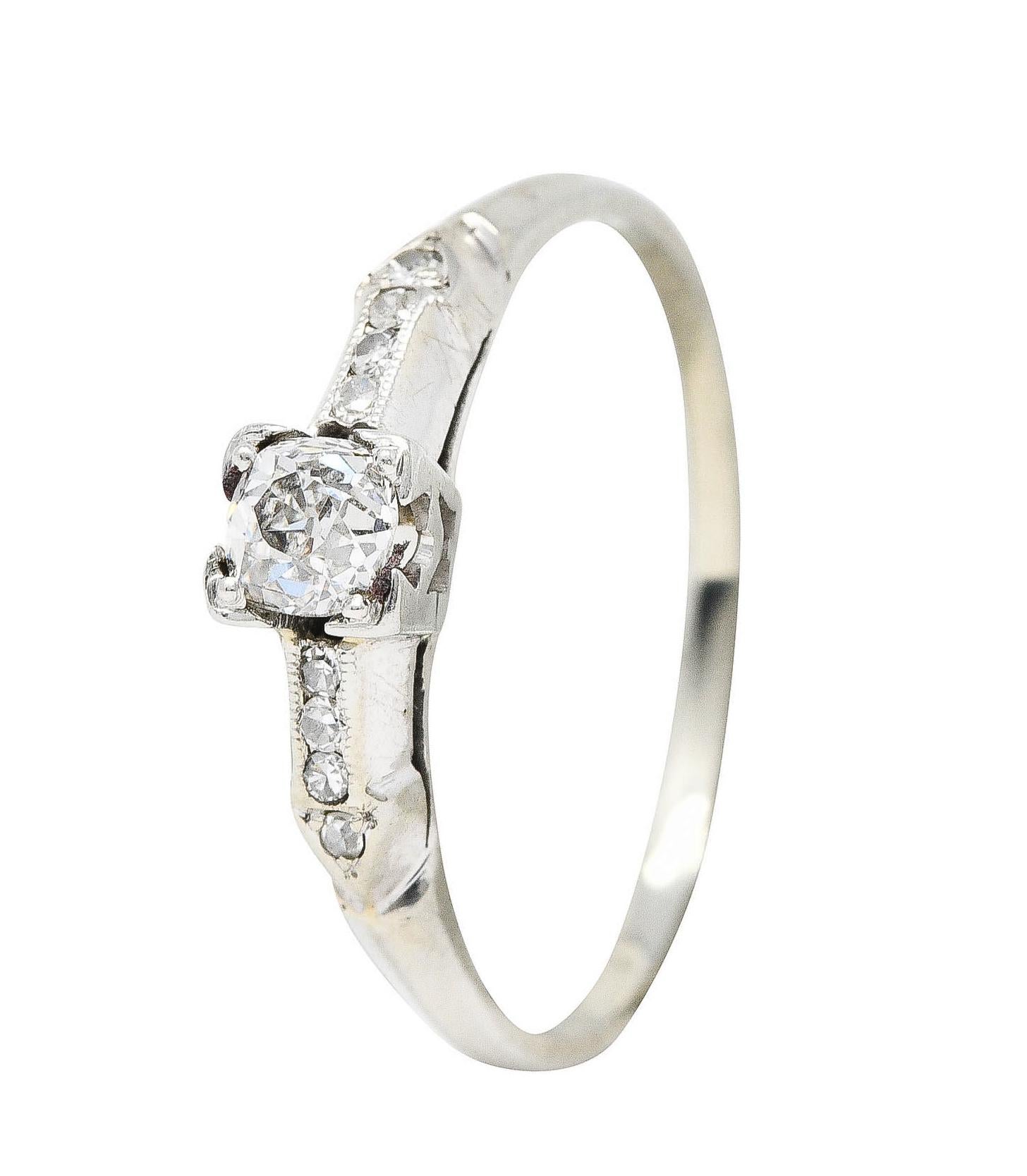 Art Deco 0.44 Carat Diamond 18 Karat White Gold Engagement Ring 3