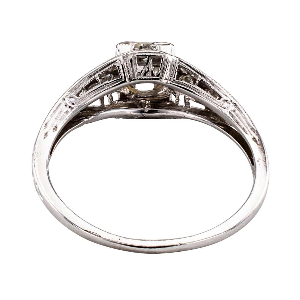 Men's Art Deco 0.44 Carat Diamond Platinum Engagement Ring
