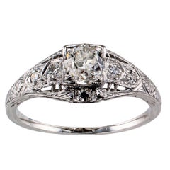Art Deco 0.44 Carat Diamond Platinum Engagement Ring