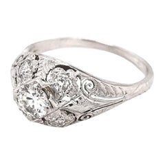 18 Karat Weißgold-Diamantring mit 0,45 Karat im Art déco-Stil