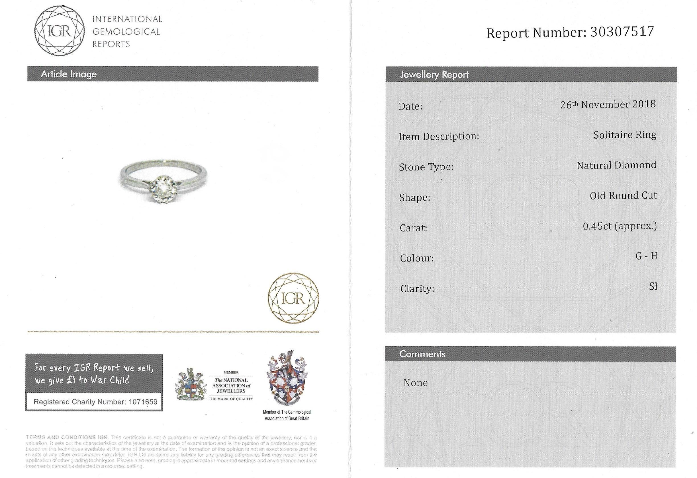 Art Deco 0.45 Carat Old European Cut Diamond Platinum Engagement Ring 2