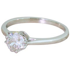 Art Deco 0.45 Carat Old European Cut Diamond Platinum Engagement Ring