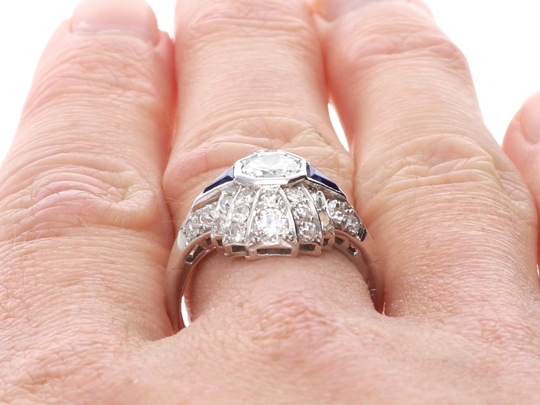 Art Deco 0,45 Karat Saphir 1,75 Karat Diamant Platin Kleid Ring CIRCA 1920 im Angebot 5