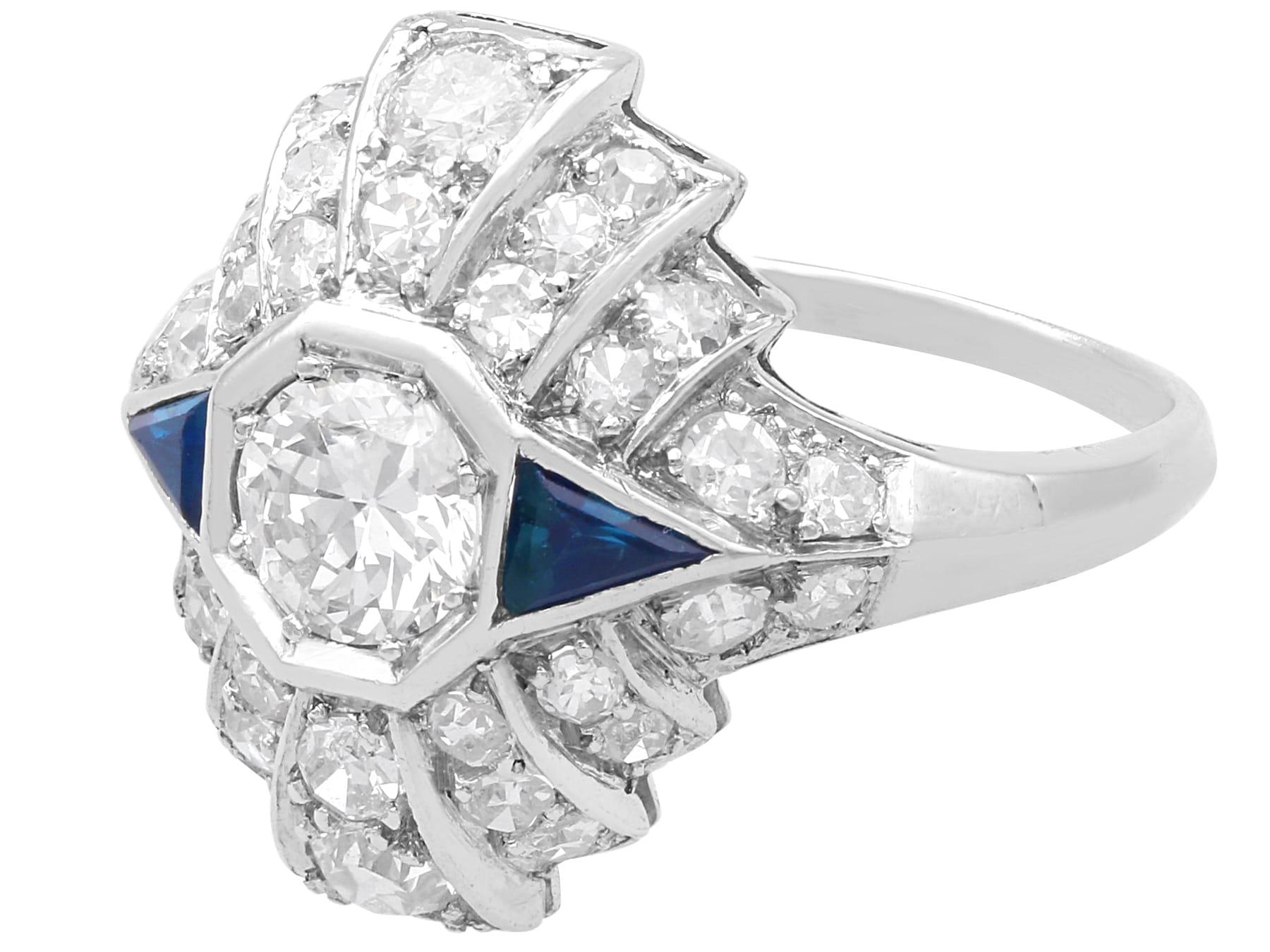 Art Deco 0,45 Karat Saphir 1,75 Karat Diamant Platin Kleid Ring CIRCA 1920 im Zustand „Hervorragend“ im Angebot in Jesmond, Newcastle Upon Tyne