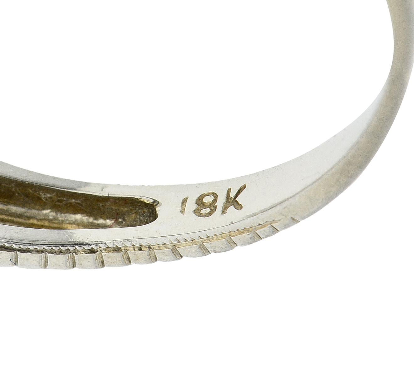 Art Deco 0.45 CTW Old European Cut Diamond 18 Karat White Gold Engagement Ring For Sale 2