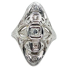 Art Deco 0,45 TCW Old European Diamond 18k Weißgold Dinner Ring 1930er Jahre