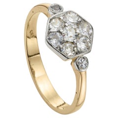 Art Deco 0.45ct Diamond Hexagonal Cluster Ring in 14K Yellow Gold & Platinum