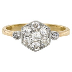 Art Deco 0.45ct Diamond Hexagonal Cluster Ring in 14K Yellow Gold & Platinum