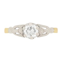 Art Deco 0.45 Carat Diamond Solitaire Engagement Ring, circa 1920s