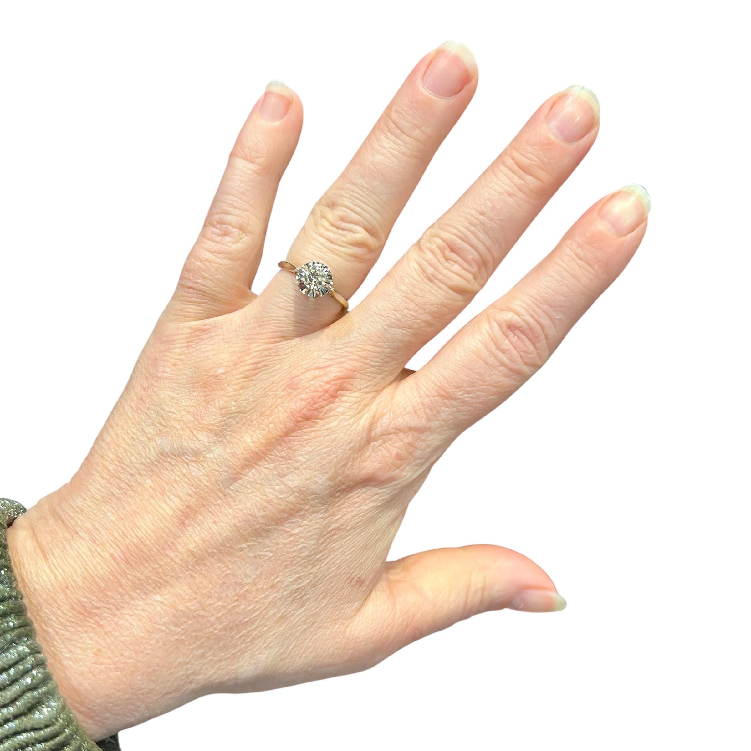 Bague solitaire Art déco en or 18 carats avec diamant taille ancienne de 0,45 carat, c. 1930 Pour femmes en vente