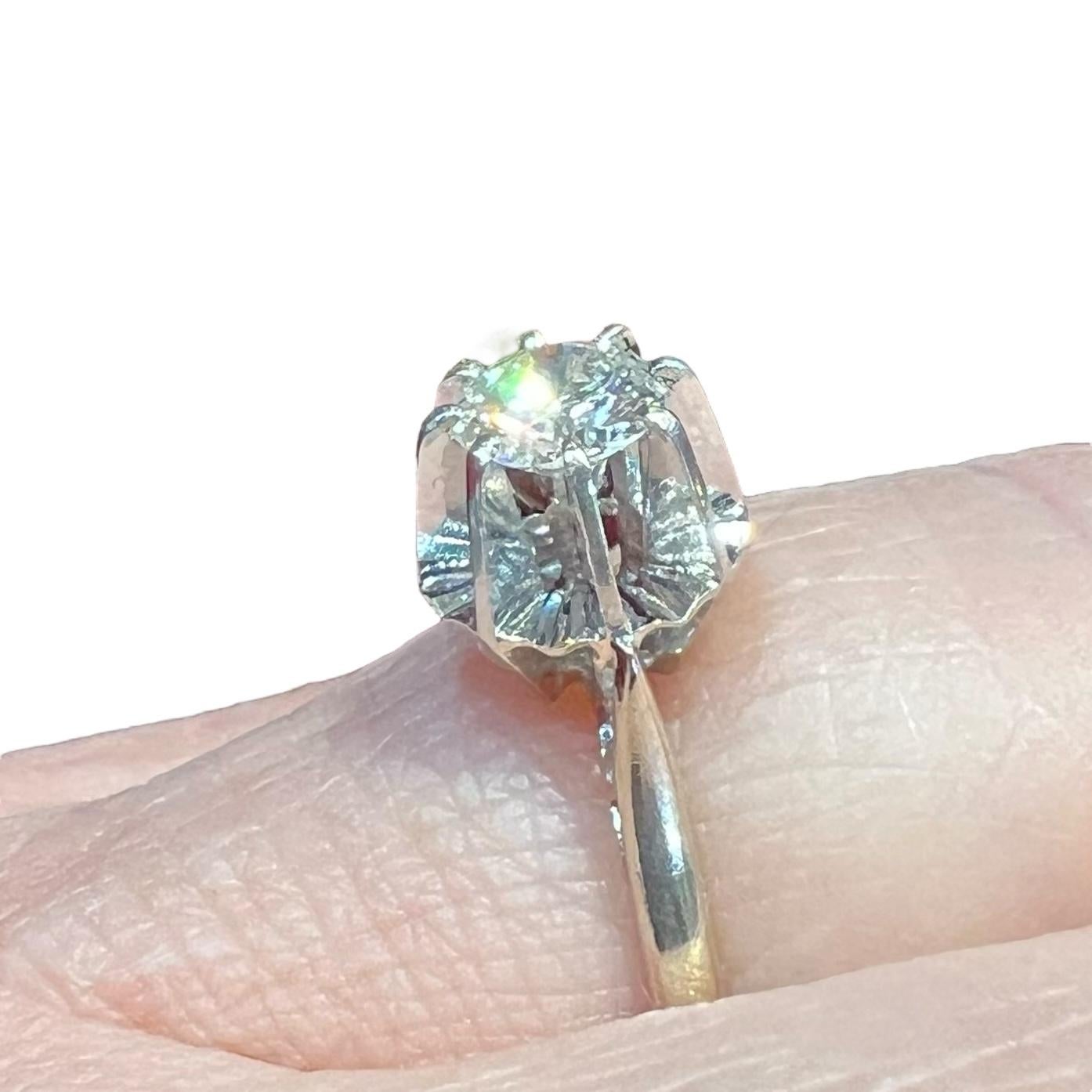 Bague solitaire Art déco en or 18 carats avec diamant taille ancienne de 0,45 carat, c. 1930 en vente 2