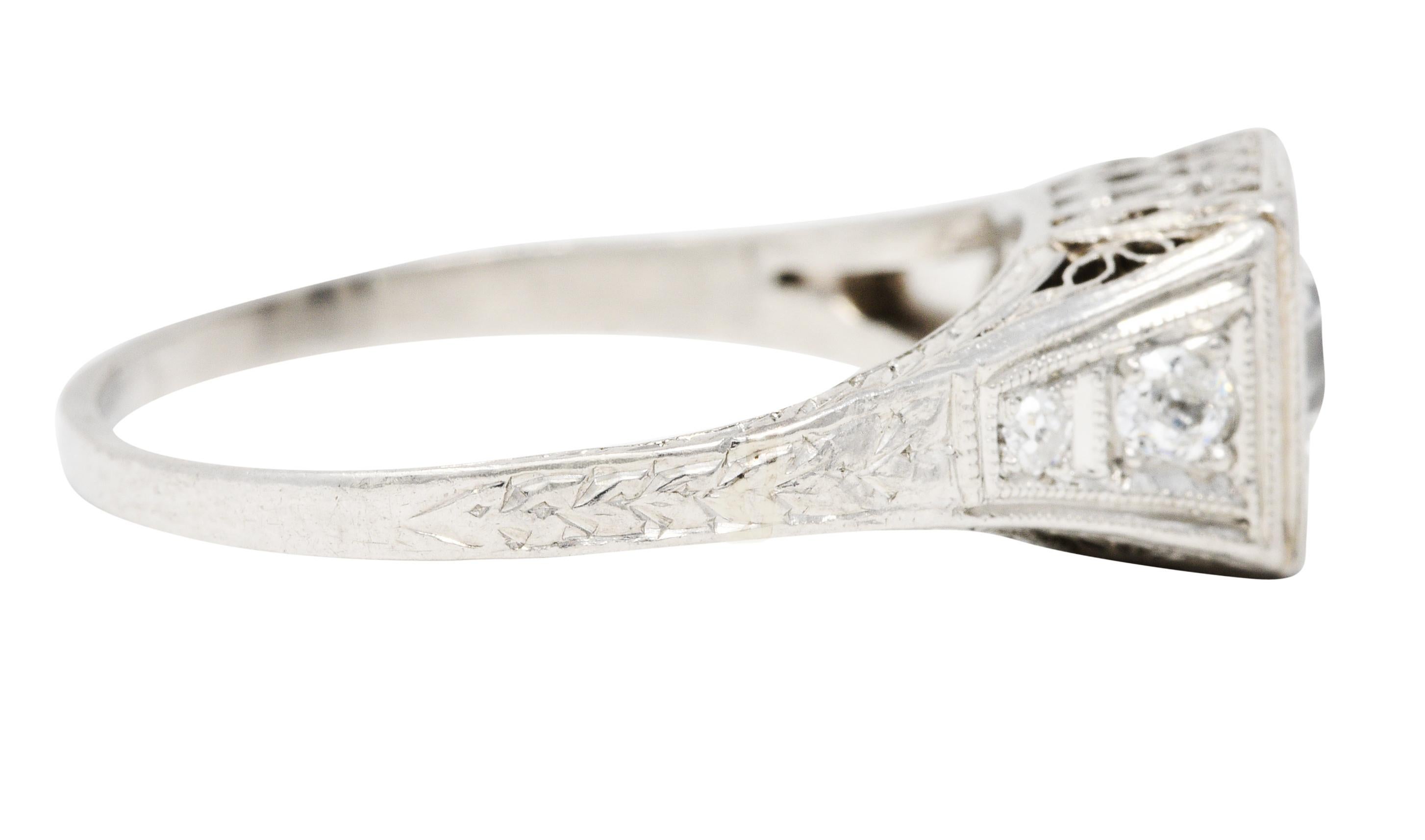 Old European Cut Art Deco 0.46 Carat Diamond Platinum Trellis Engagement Ring
