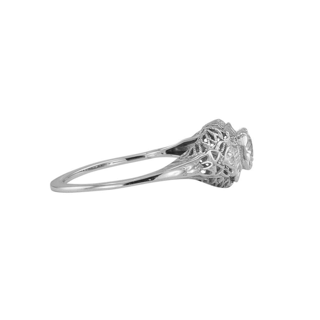 Women's Art Deco 0.46 Carat Old European-Cut Diamond Engagement Ring
