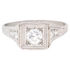 Art Deco 0.46 CTW Diamond Platinum Trellis Engagement Ring