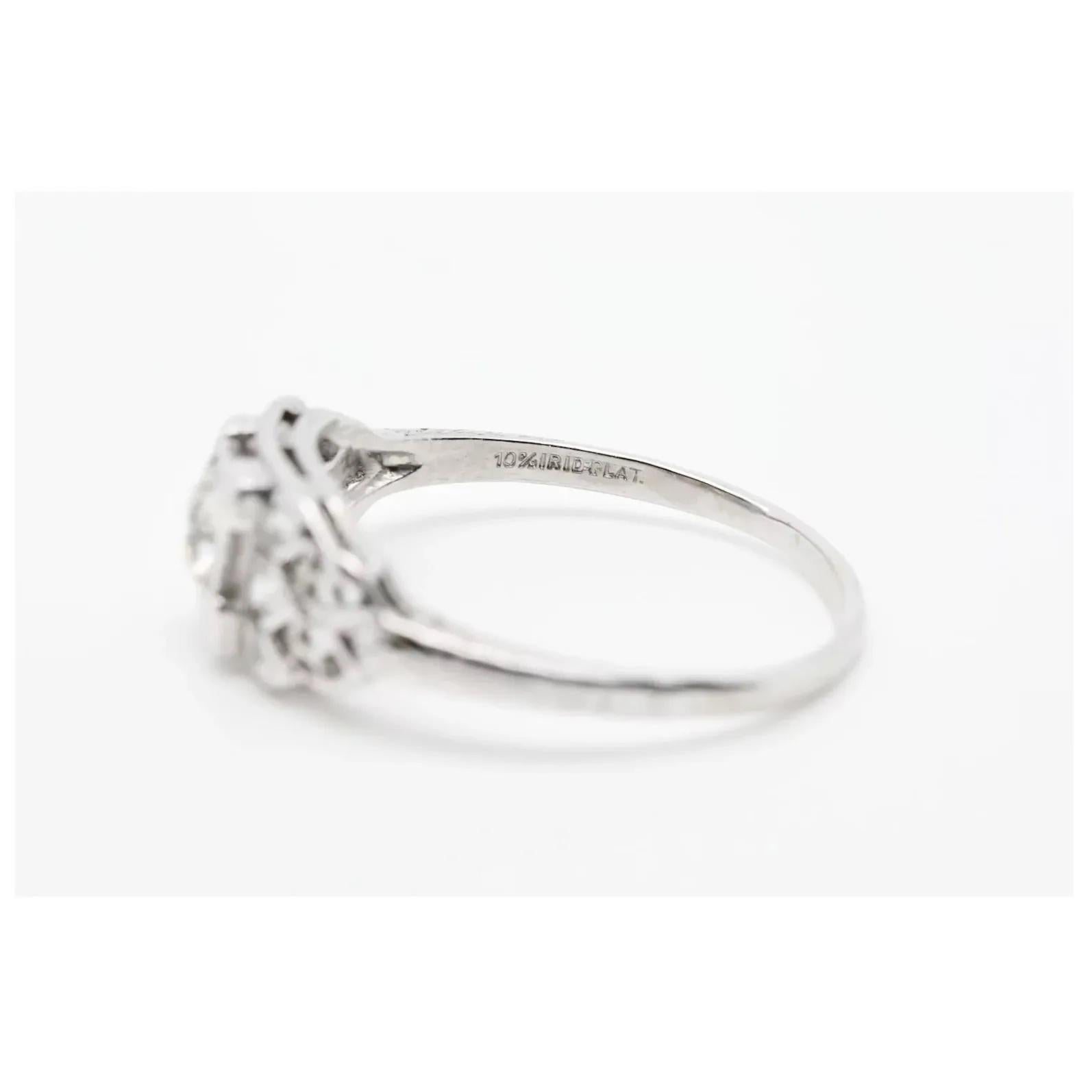 Art Deco 0.46ctw Diamond Engagement Ring in Platinum In Good Condition For Sale In Boston, MA