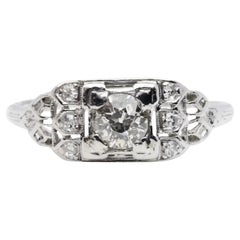 Art Deco 0.46 Karat Diamant-Verlobungsring aus Platin mit Platin