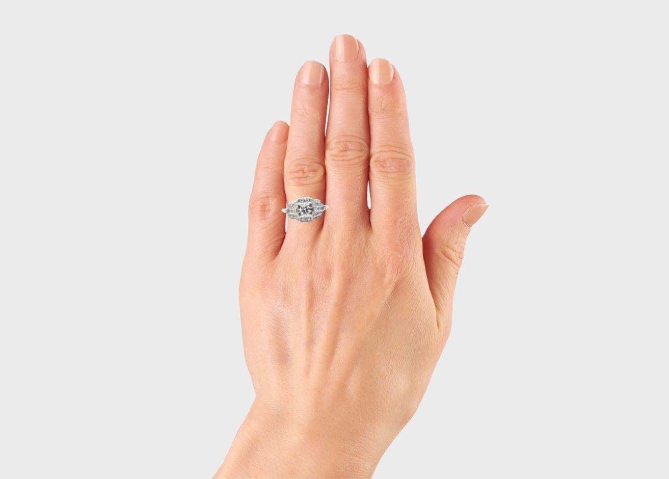 Women's Art Deco 0.46ctw European Cut Diamond Engagement Ring in Platinum For Sale