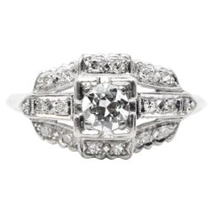 Vintage Art Deco 0.46ctw European Cut Diamond Engagement Ring in Platinum