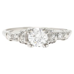 Vintage Art Deco 0.48 Carat Old European Cut Diamond Platinum Square Engagement Ring