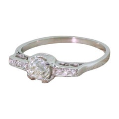 Art Deco 0.48 Carat Old Mine Cut Diamond Engagement Ring