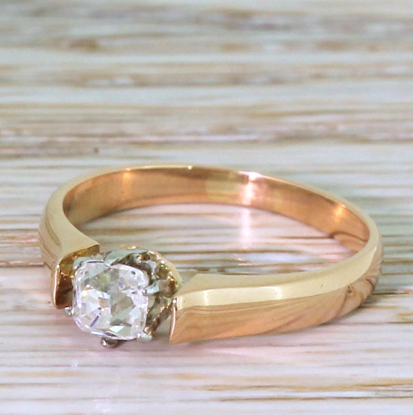 Art Deco 0.49 Carat Old Cut Diamond Rose Gold Engagement Ring 2