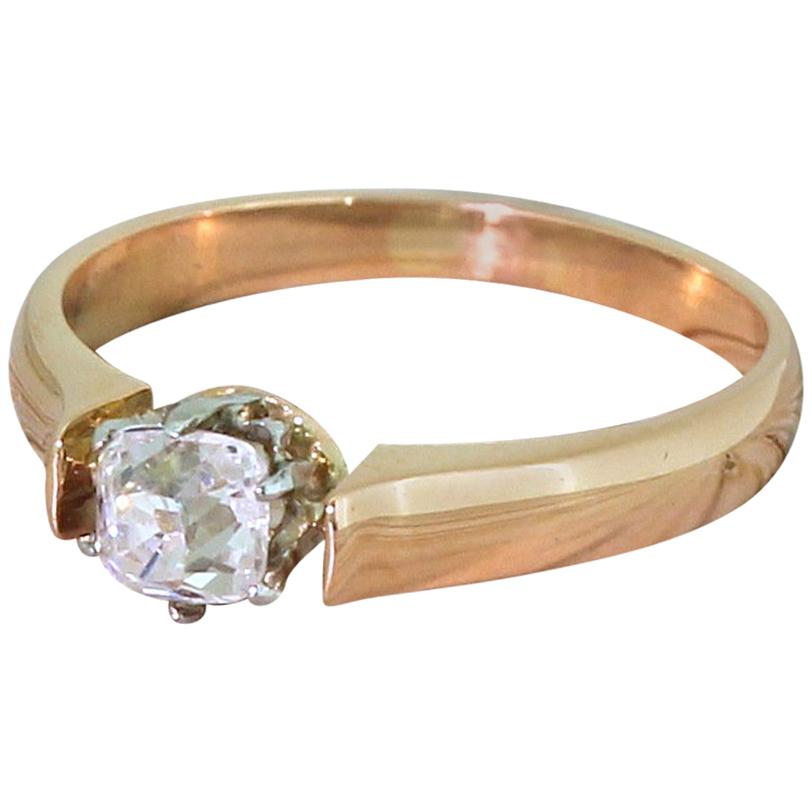 Art Deco 0.49 Carat Old Cut Diamond Rose Gold Engagement Ring