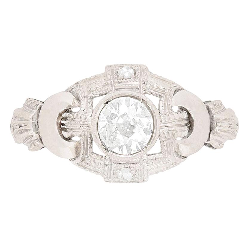 Art Deco 0.50 Carat Diamond Cluster Ring, circa 1920s For Sale