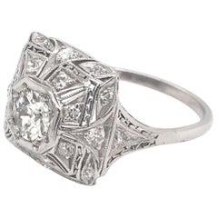 Art Deco 0.50 Carat Diamond Filigree Ring