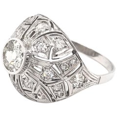 Art Deco 0.50 Carat Diamond Filigree Ring