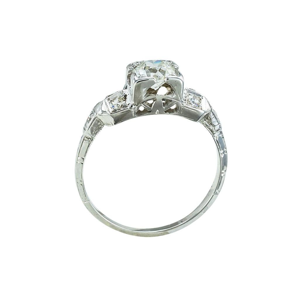 Women's Art Deco 0.50 Carat Old European-Cut Diamond Solitaire Engagement Ring