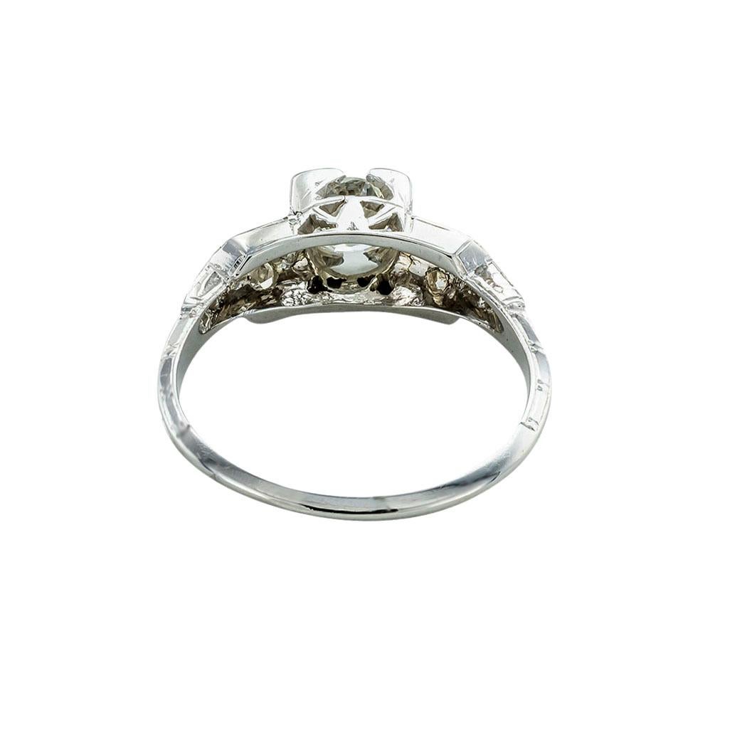Art Deco 0.50 Carat Old European-Cut Diamond Solitaire Engagement Ring 1