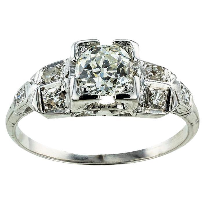 Art Deco 0.50 Carat Old European-Cut Diamond Solitaire Engagement Ring