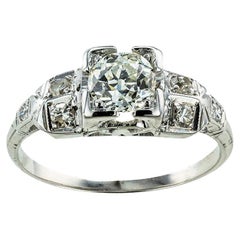 Art Deco 0.50 Carat Old European-Cut Diamond Solitaire Engagement Ring
