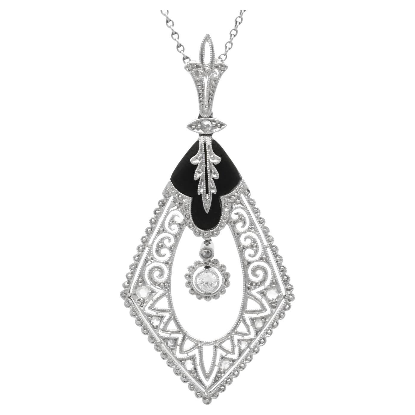 Art Deco 0,50 Karat Onyx und 0,20 Karat Diamant Platin-Anhänger - CIRCA 1930