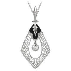 Art Deco 0,50 Karat Onyx und 0,20 Karat Diamant Platin-Anhänger - CIRCA 1930