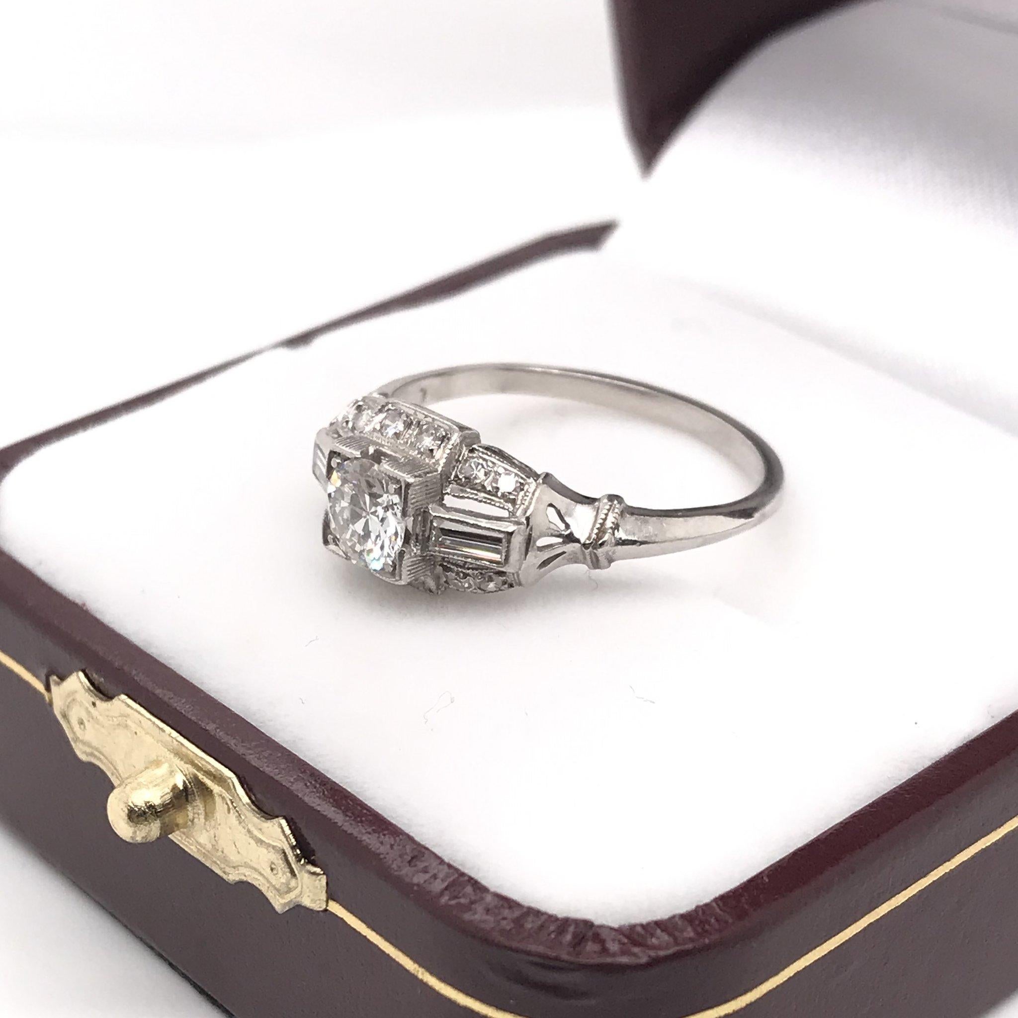 Art Deco 0.50 Carat Platinum Diamond Ring 5