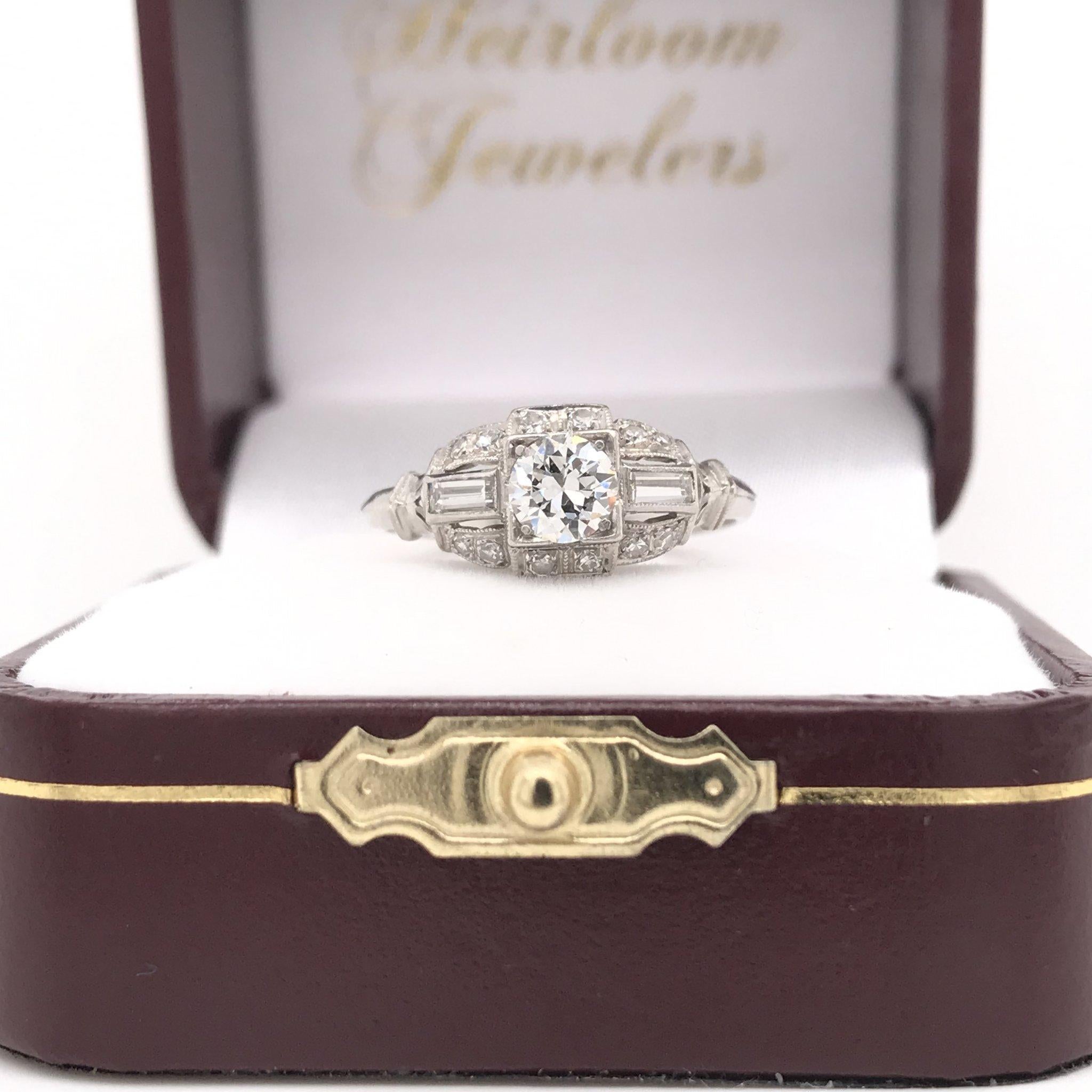 Art Deco 0.50 Carat Platinum Diamond Ring 6