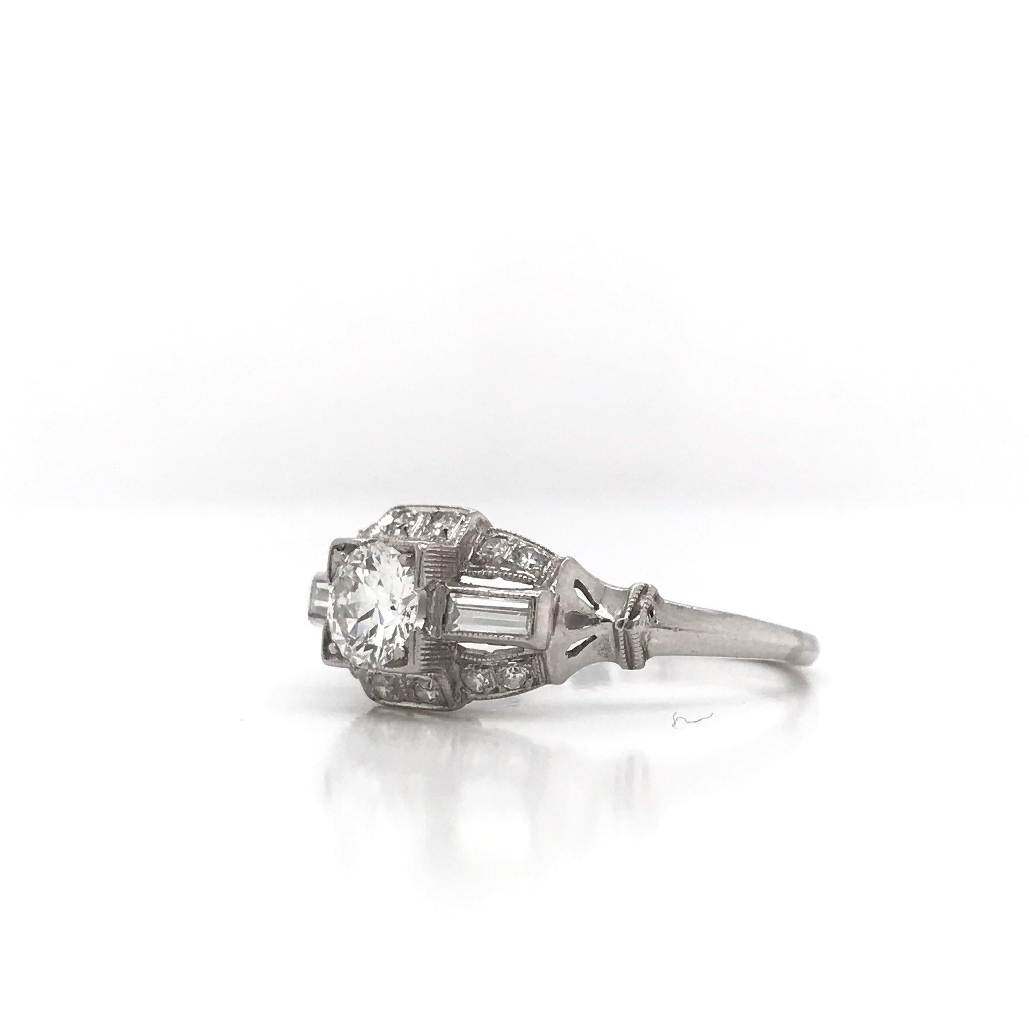 Art Deco 0.50 Carat Platinum Diamond Ring In Good Condition In Montgomery, AL