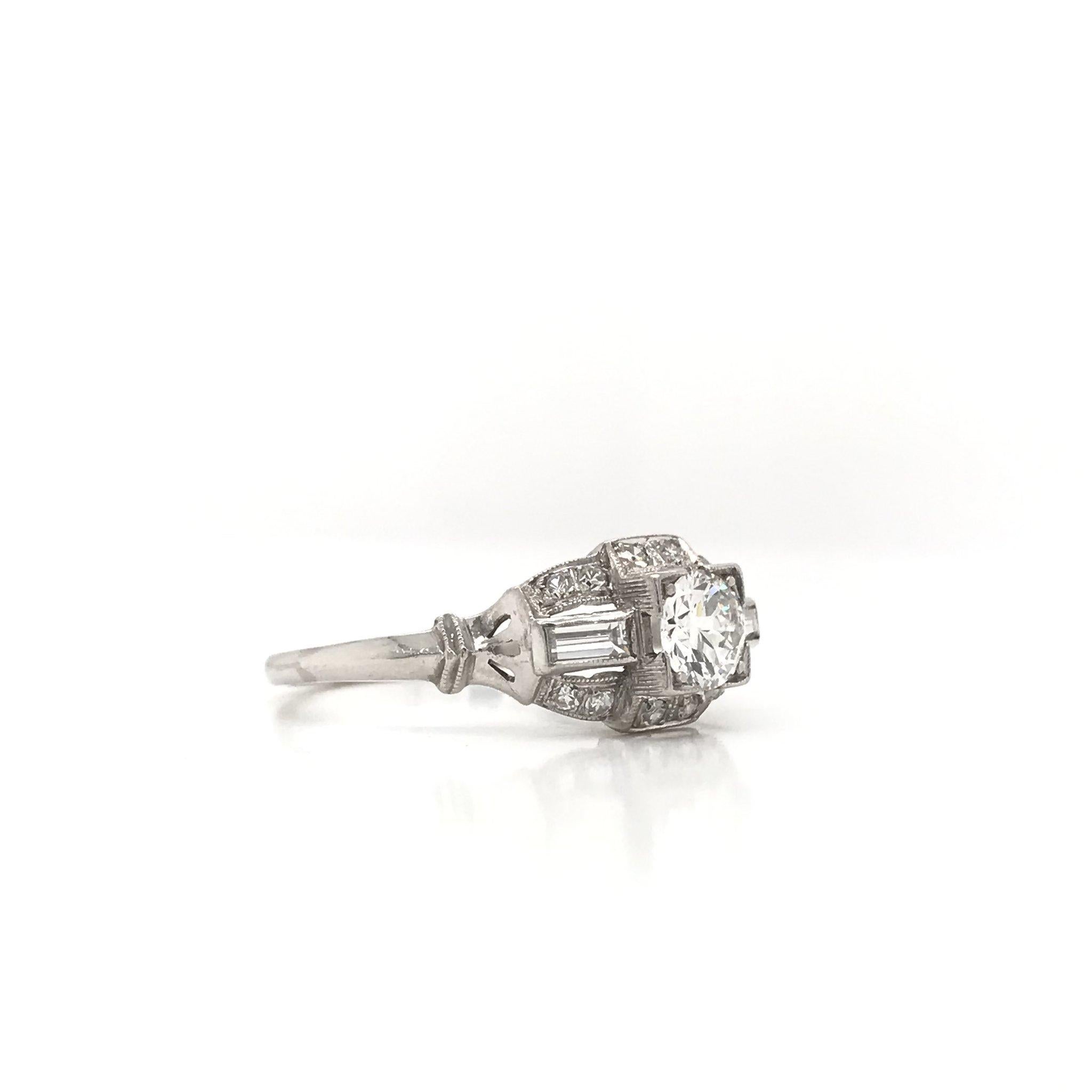 Art Deco 0.50 Carat Platinum Diamond Ring 1