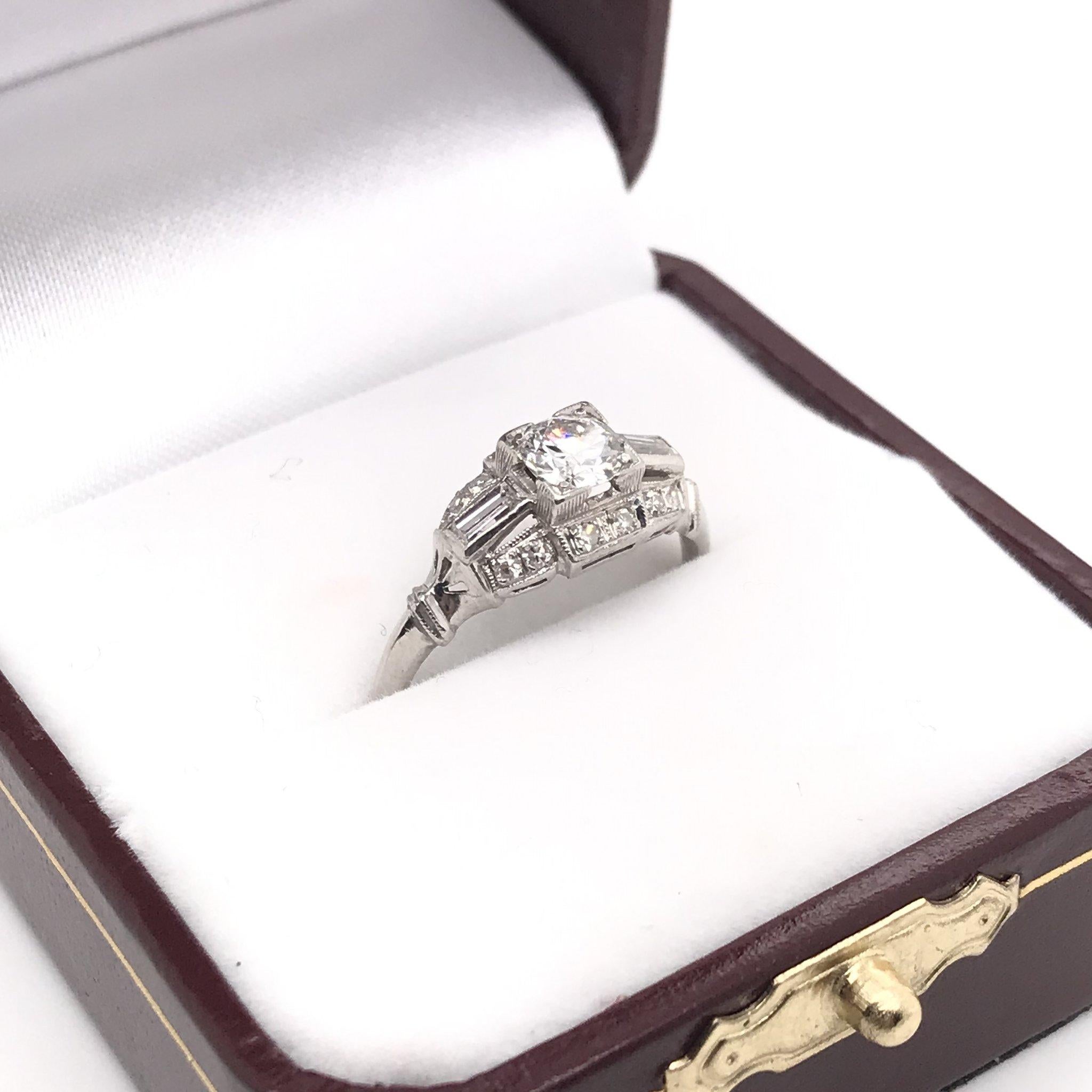 Art Deco 0.50 Carat Platinum Diamond Ring 3