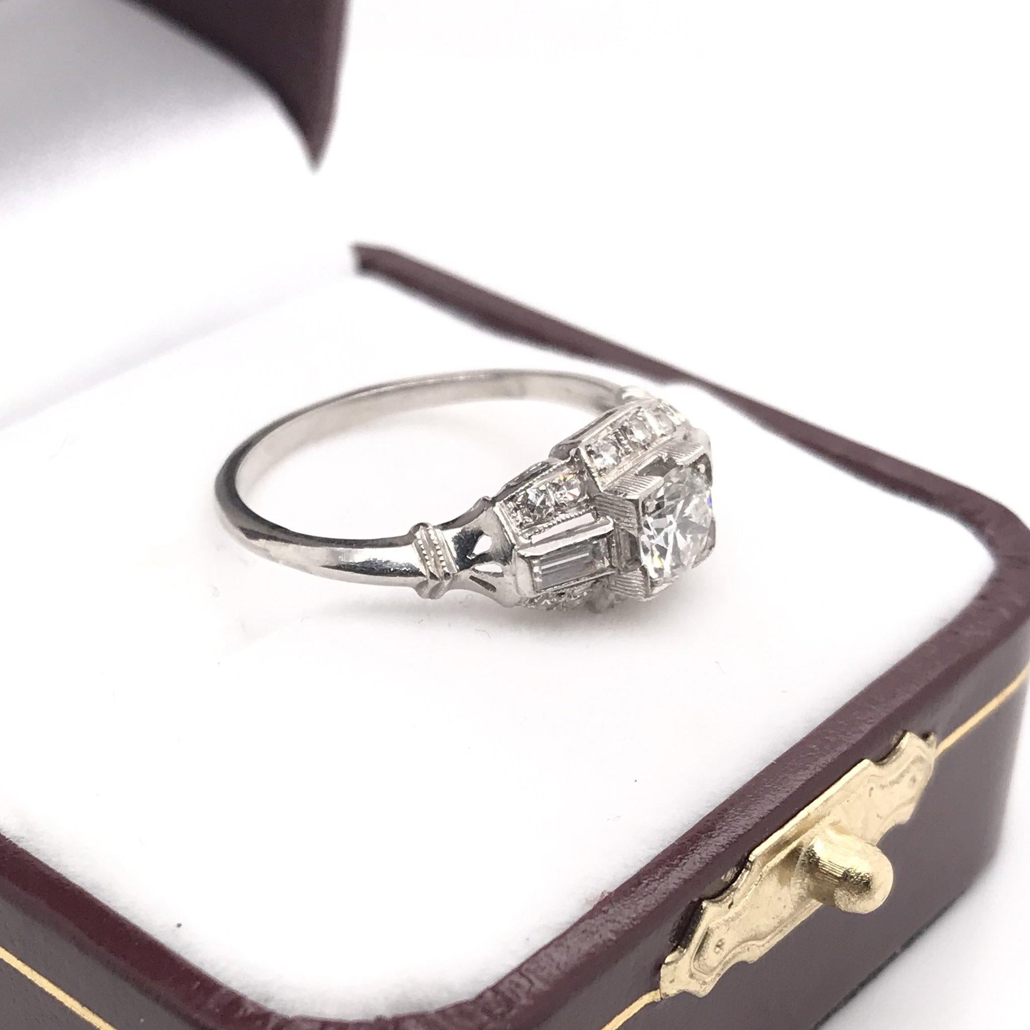 Art Deco 0.50 Carat Platinum Diamond Ring 4