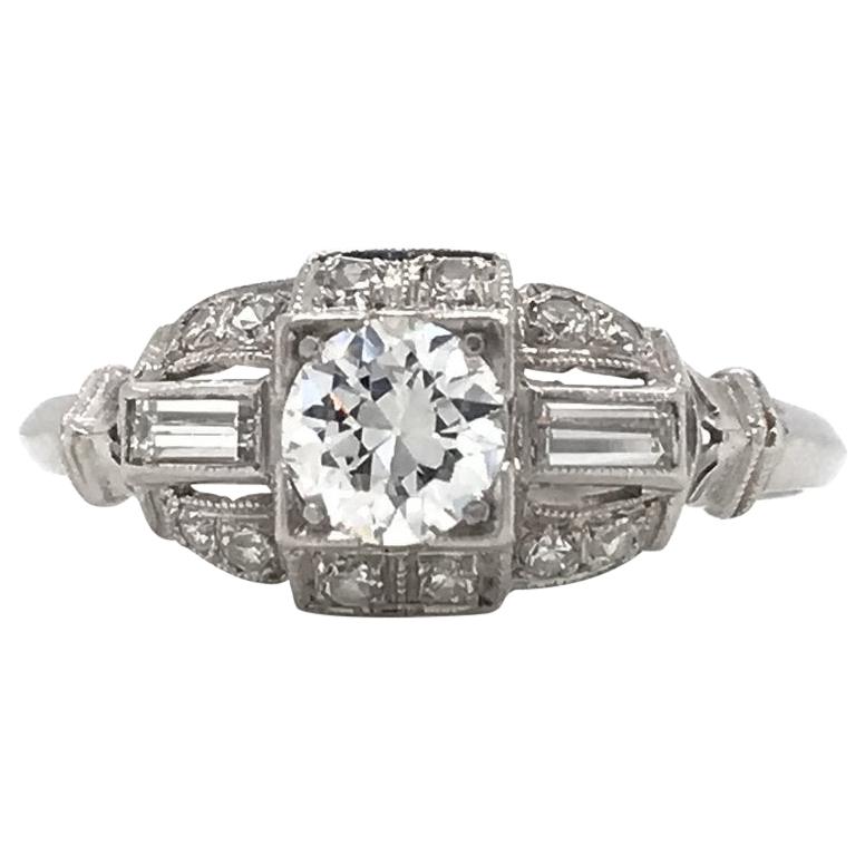 Art Deco 0.50 Carat Platinum Diamond Ring
