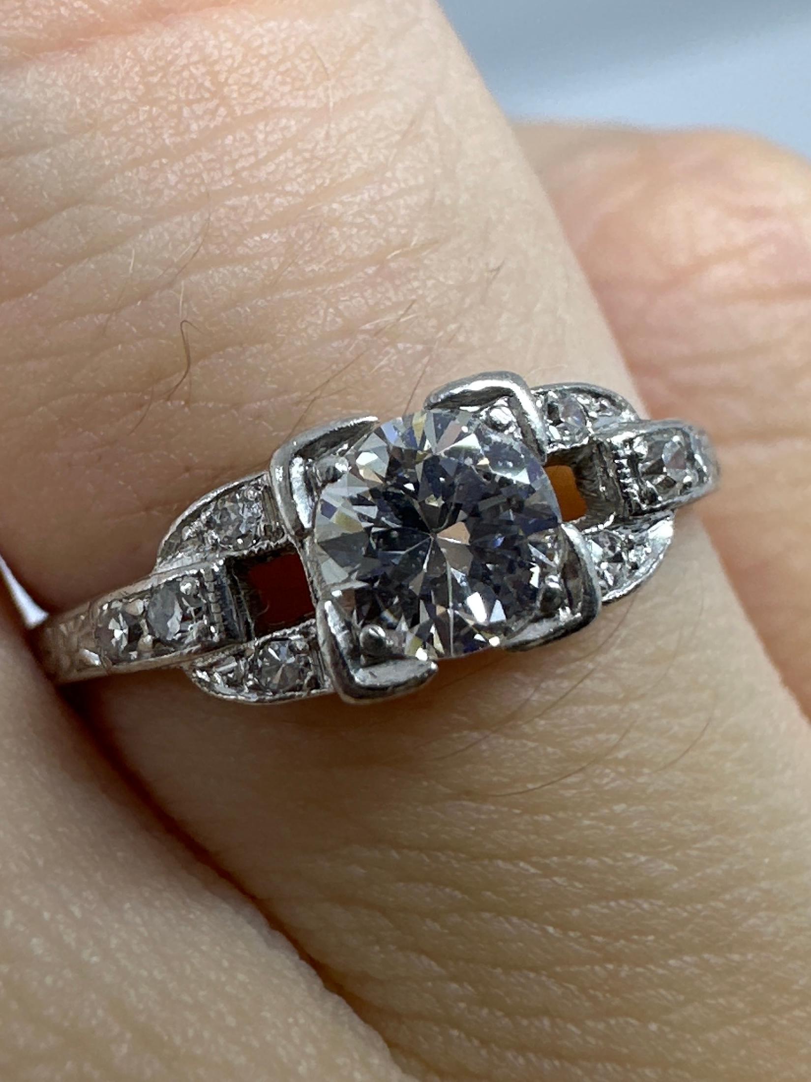 Platin-Verlobungsring, antik, Art déco, 0.50 Karat runder Diamant im Brillantschliff 1
