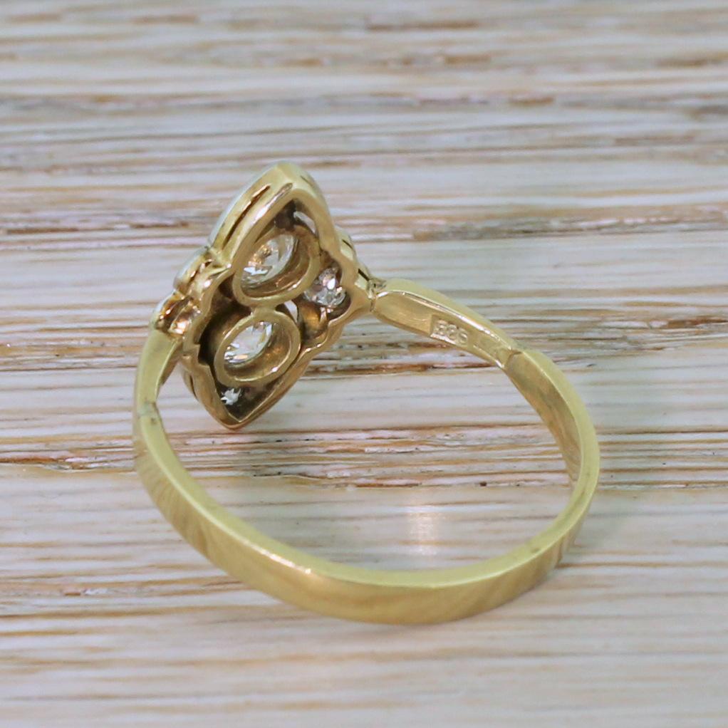 Women's Art Deco 0.50 Carat Transitional Cut Diamond Cluster Ring