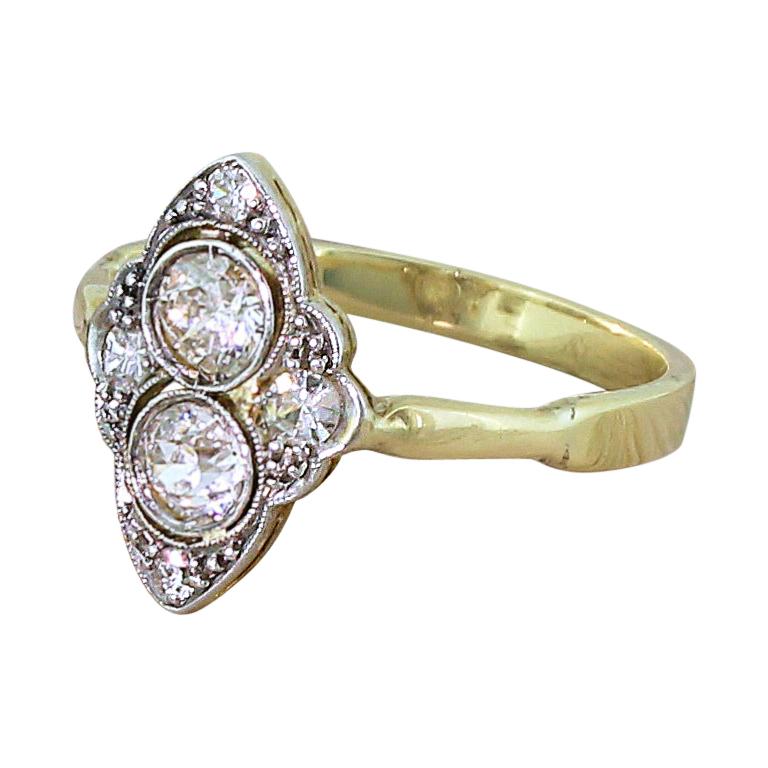 Art Deco 0.50 Carat Transitional Cut Diamond Cluster Ring
