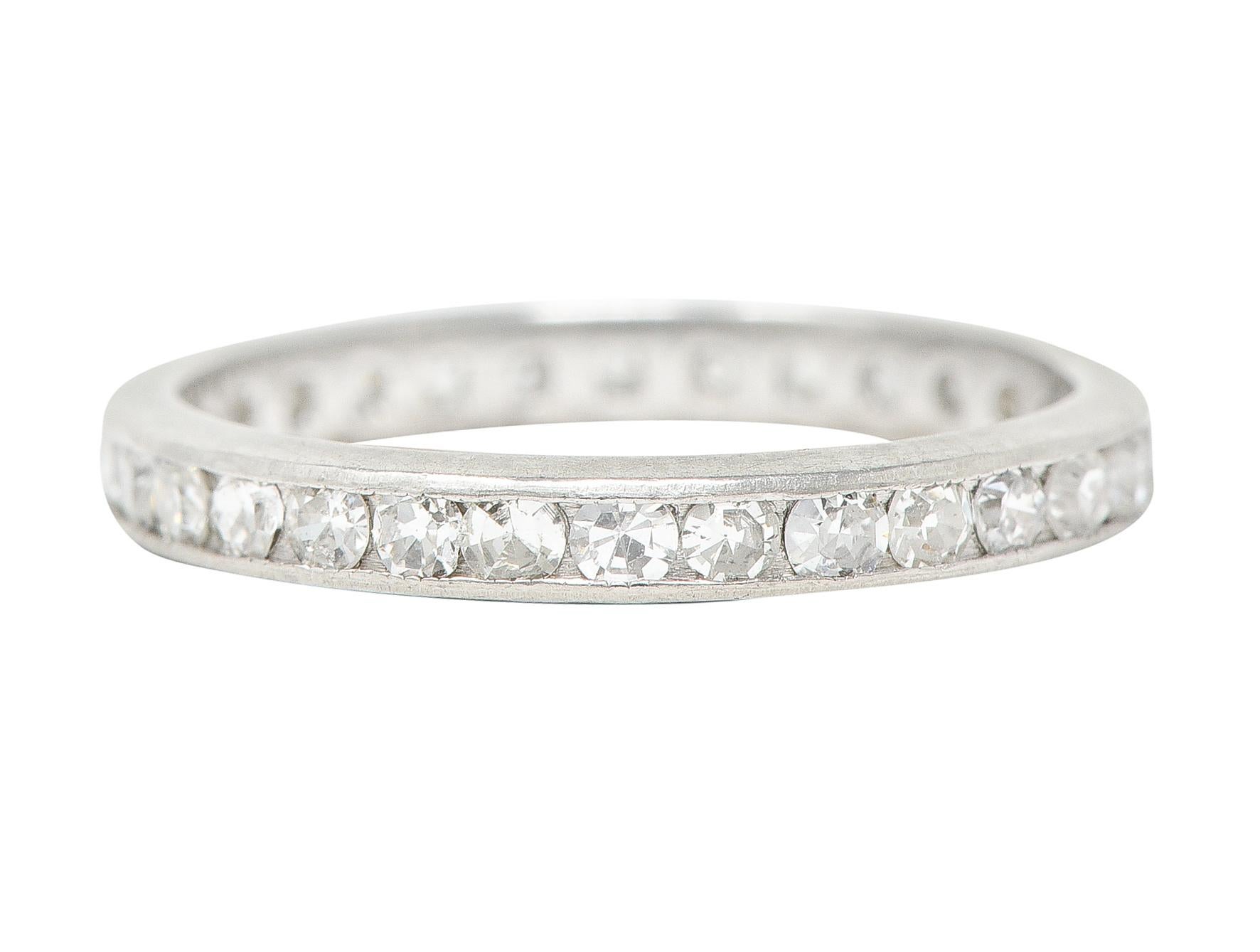 Women's or Men's Art Deco 0.50 Carats Diamond Platinum Eternity Channel Band Ring For Sale