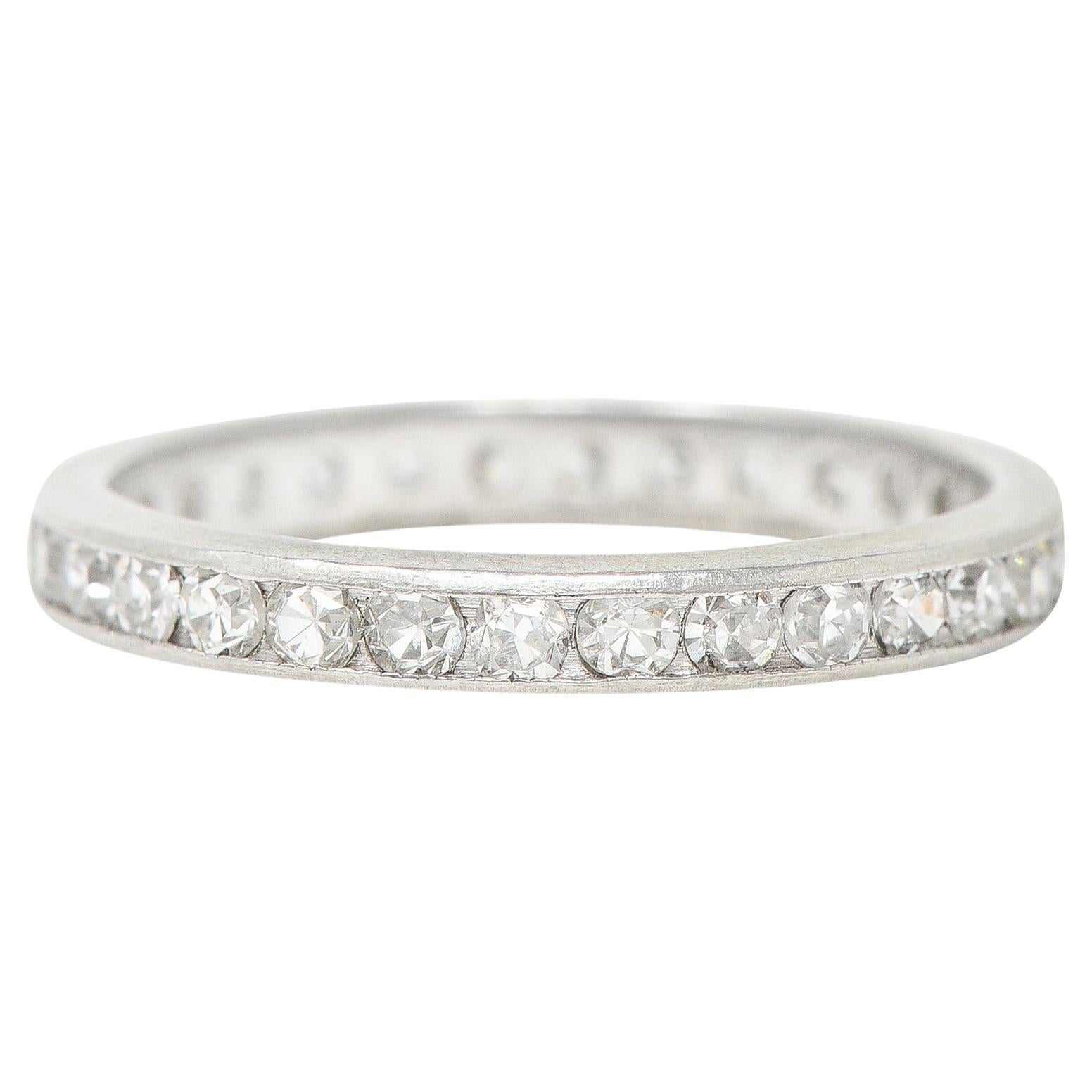 Art Deco 0.50 Carats Diamond Platinum Eternity Channel Band Ring For Sale